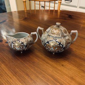 Handpainted Cream and Sugar with Chinese Design